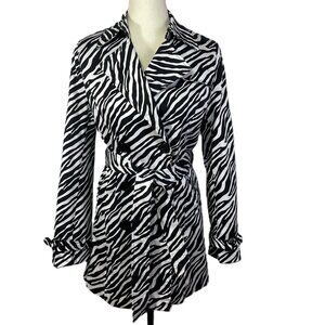 Vertigo Paris Zebra Print Trench Black White Cotton Stretch Size M